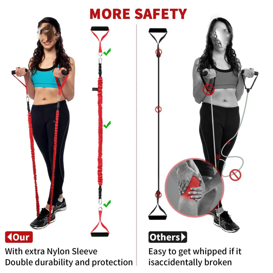 Elastic Exercise Bands up to 150 Lbs Fitness Strength Tool Resistance Band Kit Extreme Workout Total-Body Training Home Gym Door Anchor Ankle Strap Wyz13074