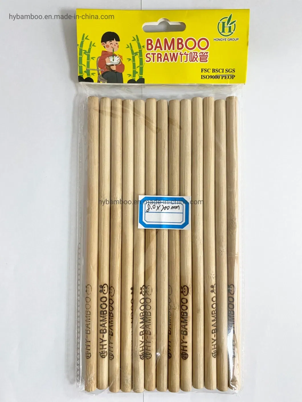 Disposable Carbonization 100% Bamboo Straw Biodegradable Hot Sale Eco-Friendly Product 7.0*200 mm